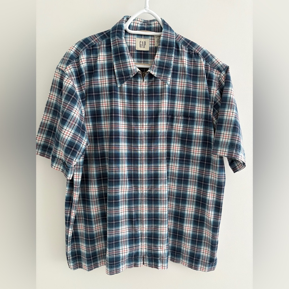 Gap Plaid Zipper Tee - Large